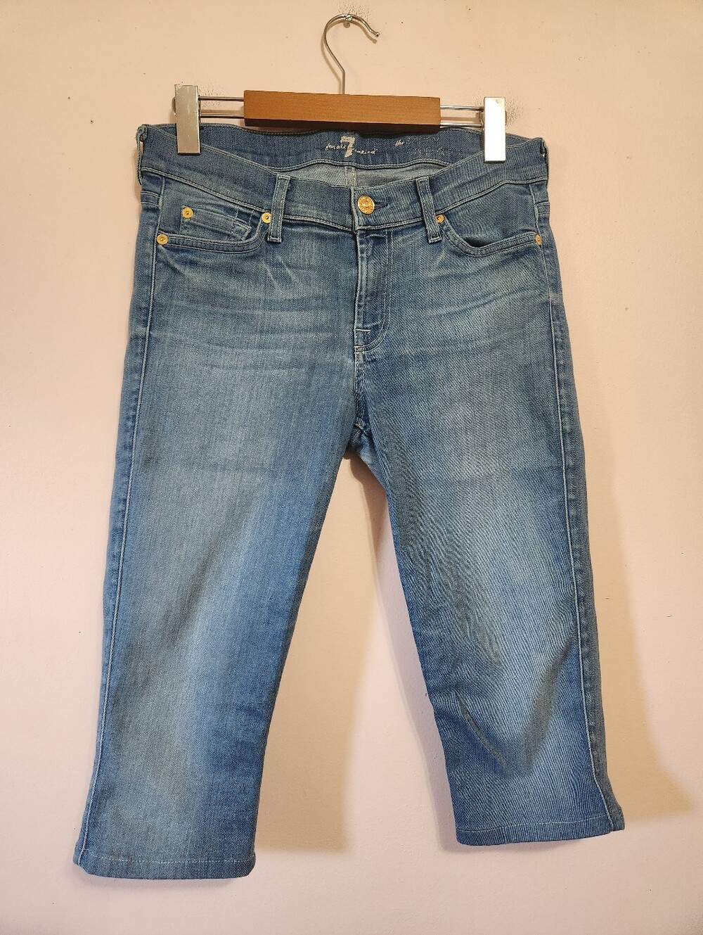 7 For All Mankind The Skinny Crop Denim Capri Jeans Medium Wash Size 28